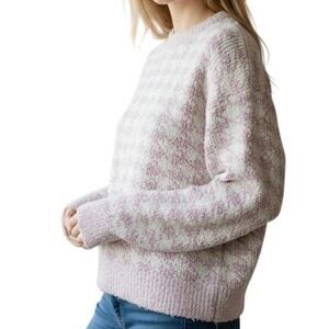 SKIMS Houndstooth Pink & Cream Pullover Sweater Women's XXS / XS